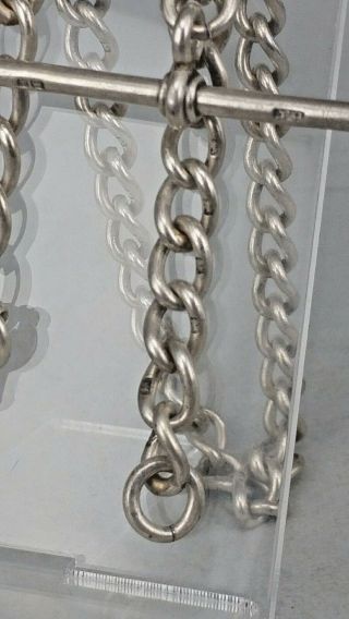 1900 Victorian Solid Silver Pocket Watch Chain With T Bar By Henry Pope