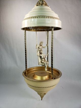 Vintage Rain Lamp Swag Lamp Mcm Creator Inc Man Woman Swinging 36 " Hanging Light