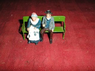 Vintage Barclays Holiday Scene Lead Figures Couple On Park Bench