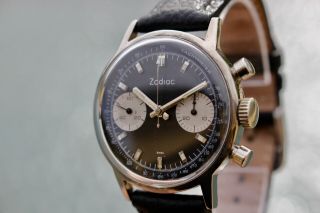 ZODIAC/CLEBAR VINTAGE CHRONOGRAPH PANDA DIAL POORMANS HEUER CARRERA VALJOUX 11