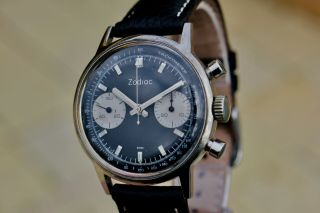 ZODIAC/CLEBAR VINTAGE CHRONOGRAPH PANDA DIAL POORMANS HEUER CARRERA VALJOUX 2