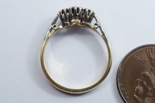 PRETTY VINTAGE ENGLISH 18K GOLD & PLATINUM DIAMOND 4 STONE RING c1930 ' s 6