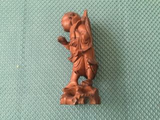 hand carved wooden figurines; 5 1/2” tall Chinese figure; great detail 2