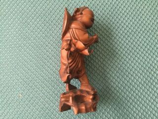 hand carved wooden figurines; 5 1/2” tall Chinese figure; great detail 4