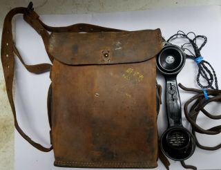 Us Army Wwii Signal Corps Telephone Ee - 8 - B Field Phone - Leather Case - Vtg