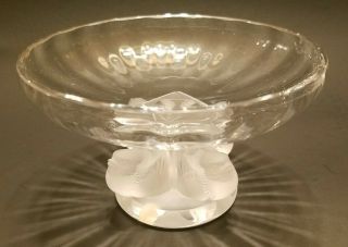 Vintage Lalique France Nogent 11051 Sparrow Birds Compote Pedestal Dish Bowl