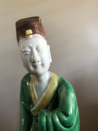 Antique Republic Period Chinese Porcelain Robed Deity Statue God Art SIGNED 2