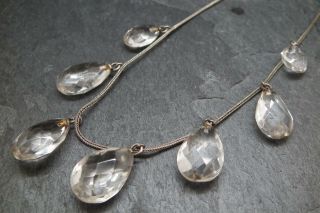 Best Antique Edwardian/art Deco Silver Faceted Rock Crystal Teardrop Necklace