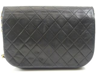 r1726 Auth CHANEL Vintage Black Quilted Lambskin CC Turn Lock Chain Shoulder Bag 3