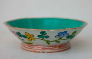 Vintage Chinese Porcelain Pottery hand painted Footed bowl dish 2