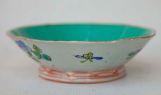 Vintage Chinese Porcelain Pottery hand painted Footed bowl dish 5