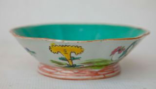 Vintage Chinese Porcelain Pottery hand painted Footed bowl dish 7