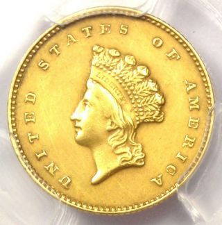 1855 - O Type 2 Indian Gold Dollar (g$1 Coin) - Pcgs Au Details - Rare " O "