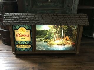 Vtg Hamms Beer Sign Motion Sceneorama Light Up Campfire Waterfall 60s Tavern