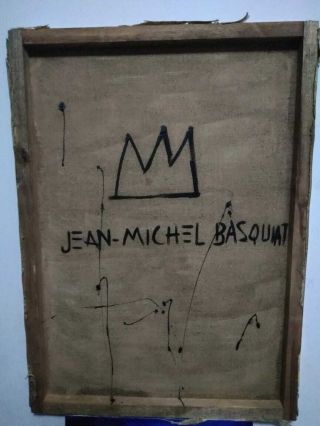 SELF PORTRAIT JEAN MICHEL BASQUIAT & ANDY WARHOL OIL ON CANVAS PAINTING SIGNED 6