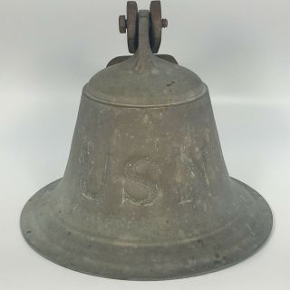 Old Usn United States Navy Brass Nautical Ship Boat Bell Vintage