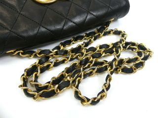 r1711 Auth CHANEL Vintage Black Quilted Lambskin CC Push Lock Chain Shoulder Bag 7