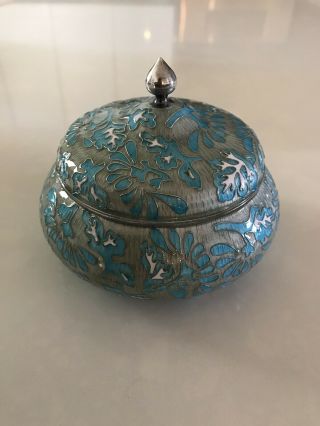 Korean Pure Silver And Enamel Covered Box