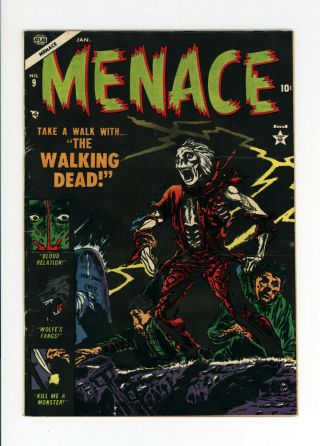 Menace 9 - - The Walking Dead - Rare Atlas Publ.  1954 - Unrestored