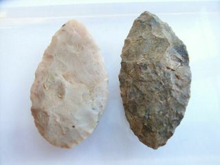 2 Ancient Neolithic Flint Arrowhead,  Stone Age,  Very Rare