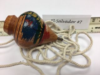 El Salvador Hand Made Wood Spinning Tops Trompo De Madera With Rope (cañamo) 07