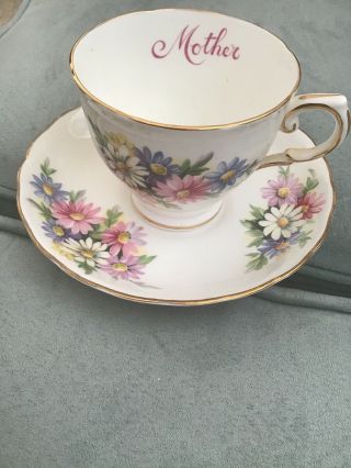 Vintage Tuscan Tea Cup & Saucer English Bone China Daisies /gold Trim Mother