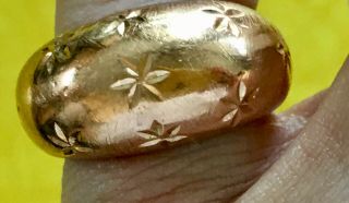 14k Rose Gold Retro Vintage Estate Starburst Dome Ring Over 5 Grams