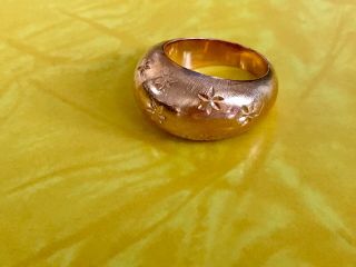 14k Rose Gold Retro Vintage Estate Starburst Dome Ring Over 5 Grams 2