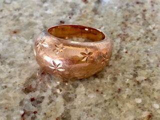 14k Rose Gold Retro Vintage Estate Starburst Dome Ring Over 5 Grams 4