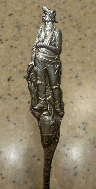 Corpus Christi Texas " Out West " Sterling Silver Figural Souvenier Spoon