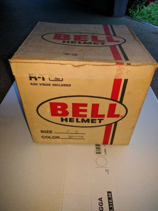 Vtg Bell R - T White Motorcycle Helmet W/box 7 Deadstock W/ 520 Visor Holy Grail
