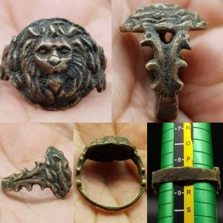 Antique Wild Lion Head Face Stunning Rare Unique Ring 61