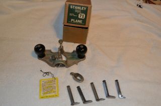 Vintage Stanley No.  71 Router Plane With 5 Cutters And Fence