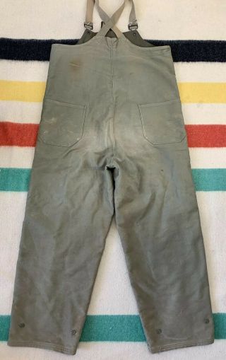 Vintage 40 ' s WW2 USN Navy N1 Jungle Cloth Deck Pants Bib Overalls Sz Medium 3