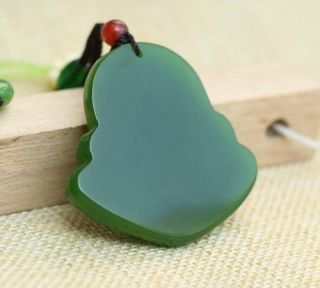 Fine Natural hand - carved black green jade buddha Lucky Amulet pendant necklace 5