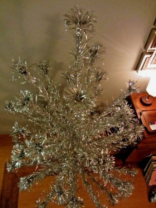 Vintage Stainless Silver Aluminum Evergleam Christmas Tree 6 ' F 46 Branch PomPom 2