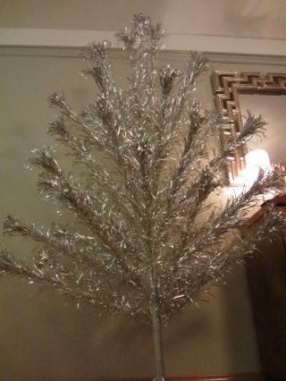 Vintage Stainless Silver Aluminum Evergleam Christmas Tree 6 ' F 46 Branch PomPom 3