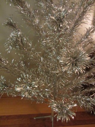 Vintage Stainless Silver Aluminum Evergleam Christmas Tree 6 ' F 46 Branch PomPom 4