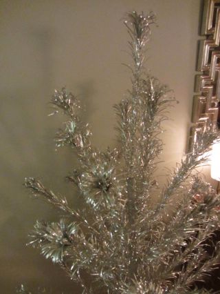 Vintage Stainless Silver Aluminum Evergleam Christmas Tree 6 ' F 46 Branch PomPom 5