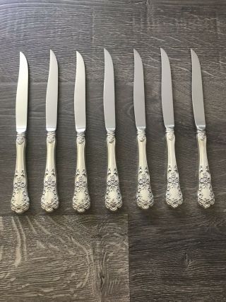 Vintage Gorham “buttercup” Pattern Sterling Handled Steak Knives (7) Set