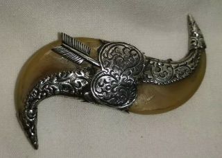 Victorian Silver Double Tiger Claw Brooch 14.  80 Grams