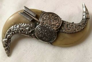 Victorian Silver Double Tiger Claw Brooch 14.  80 grams 2