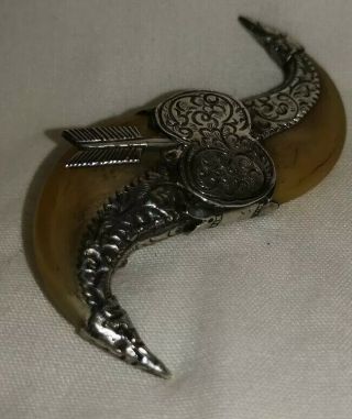 Victorian Silver Double Tiger Claw Brooch 14.  80 grams 4