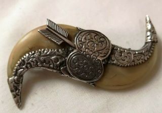 Victorian Silver Double Tiger Claw Brooch 14.  80 grams 6