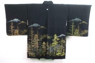 06v16136 Silk Vintage Japanese Kimono Haori Jacket Tree