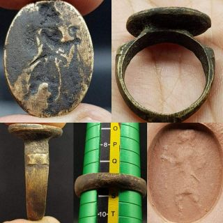 Ancient Bronze Roman King Seal Signet Wonderful Ring 61