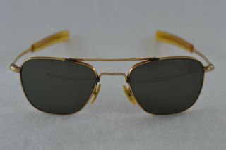 American Optical Aviator Sunglasses 1/10 12k Gf Gold Filled Vietnam Era