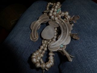 Vintage Navajo Silver Squash Blossom Necklace with Turquoise stones 11