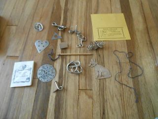 Vintage 1930 ' s 1940 ' s Sherm ' s Kellogg ' s Wire Puzzles Tricks w/ Box 2