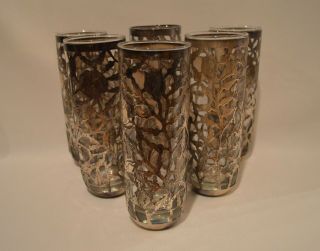 6 Vintage Sterling Silver 925 Overlay Pierced Cage Sleeve Glass Tumblers Mexico 2